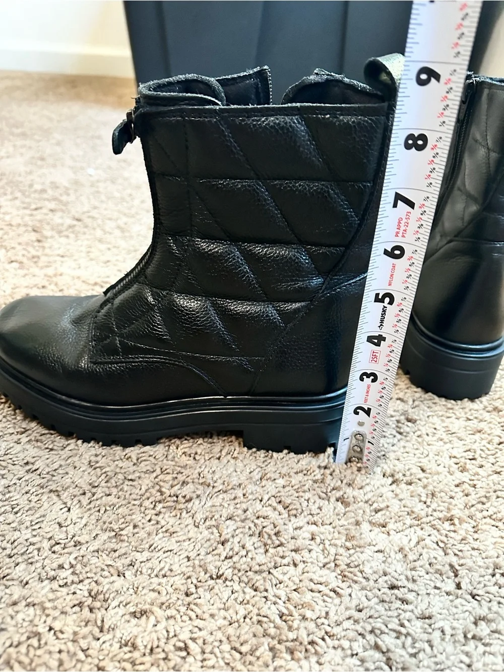 Girls Black Side-Zip Leather Boots Size 6.5